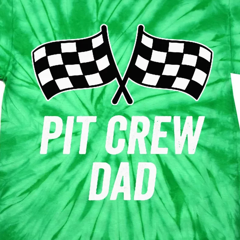 Pit Crew Dad Checkered Flag Hosting Race Car Birthday Partie Tie-Dye T-Shirt