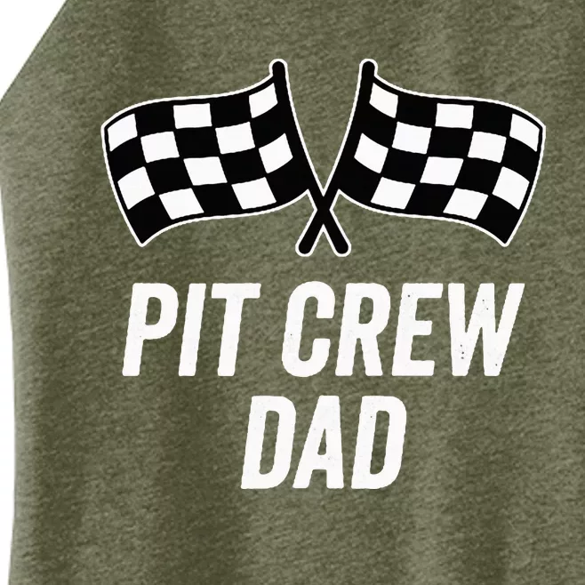 Pit Crew Dad Checkered Flag Hosting Race Car Birthday Partie Women’s Perfect Tri Rocker Tank