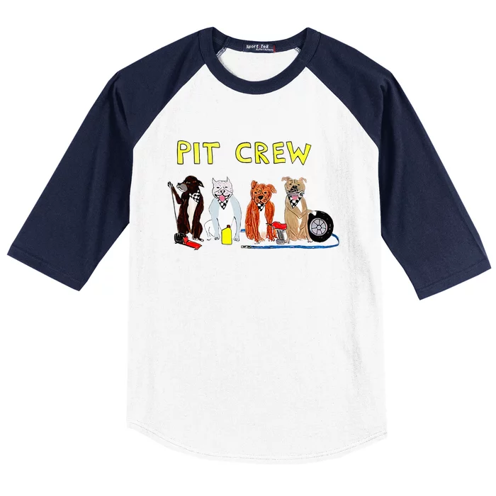 Pit Crew Dogs Funny For Women Baseball Sleeve Shirt