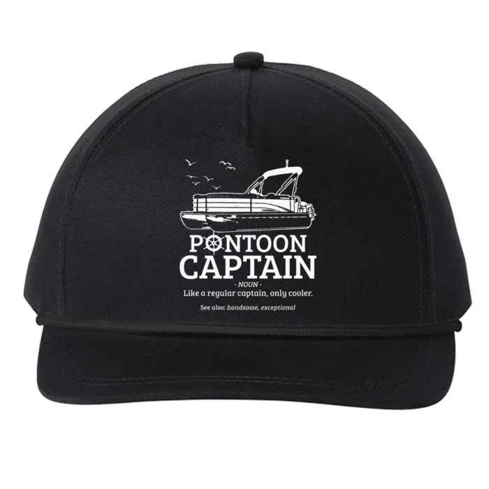 Pontoon Captain Definition Funny Pontoon Boat Boating Gift Snapback Five-Panel Rope Hat