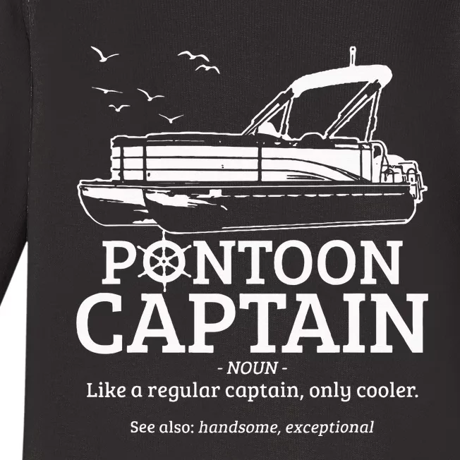 Pontoon Captain Definition Funny Pontoon Boat Boating Gift Baby Long Sleeve Bodysuit