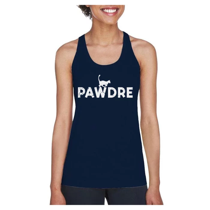 Pawdre Cat Dad Cute Fur Papa Fathers Day Pet Paw Daddy Women's Racerback Tank