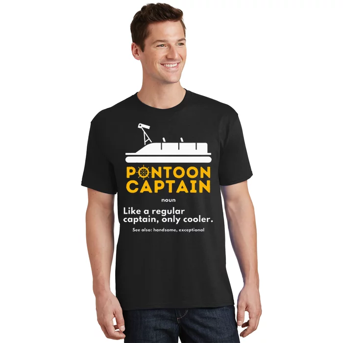 Pontoon Captain Definition Funny Boat Pontooning Boating T-Shirt