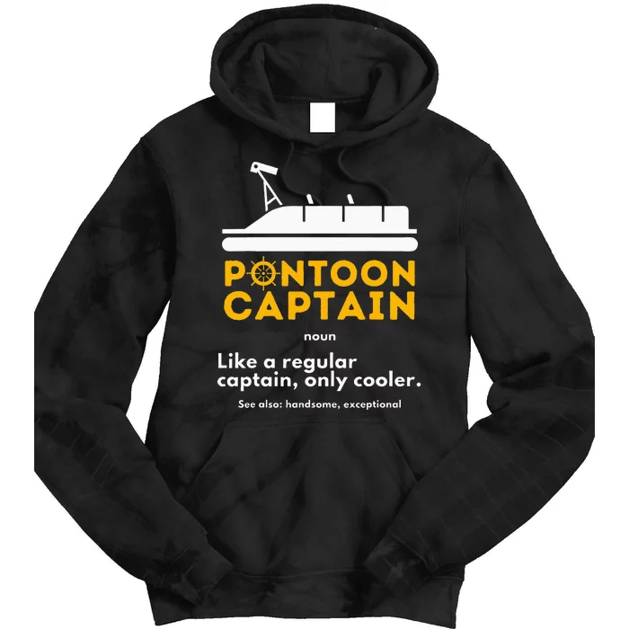 Pontoon Captain Definition Funny Boat Pontooning Boating Tie Dye Hoodie