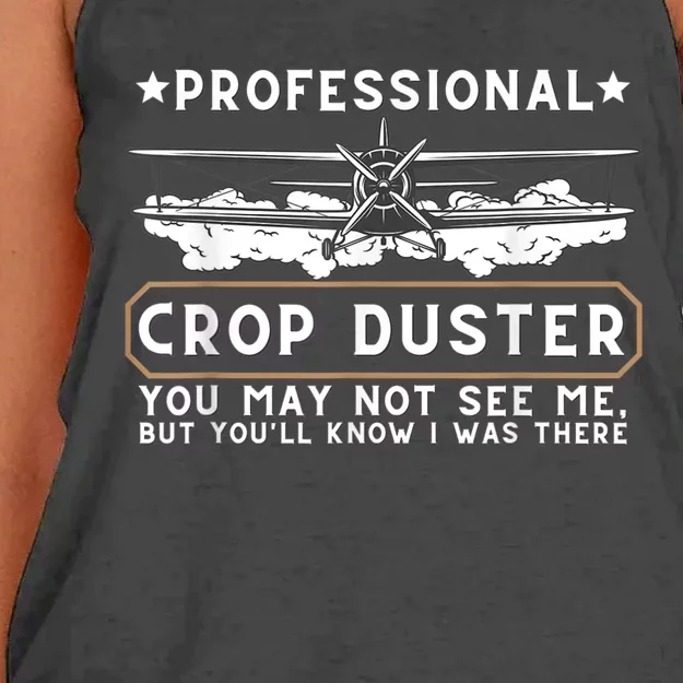 Professional Crop Duster Adult Humor Sarcastic Farting Joke Women's Knotted Racerback Tank