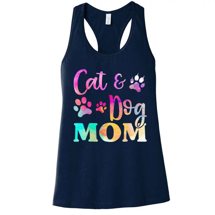 Pet Cat Dog Mom For Funny Mothers Day Women's Racerback Tank