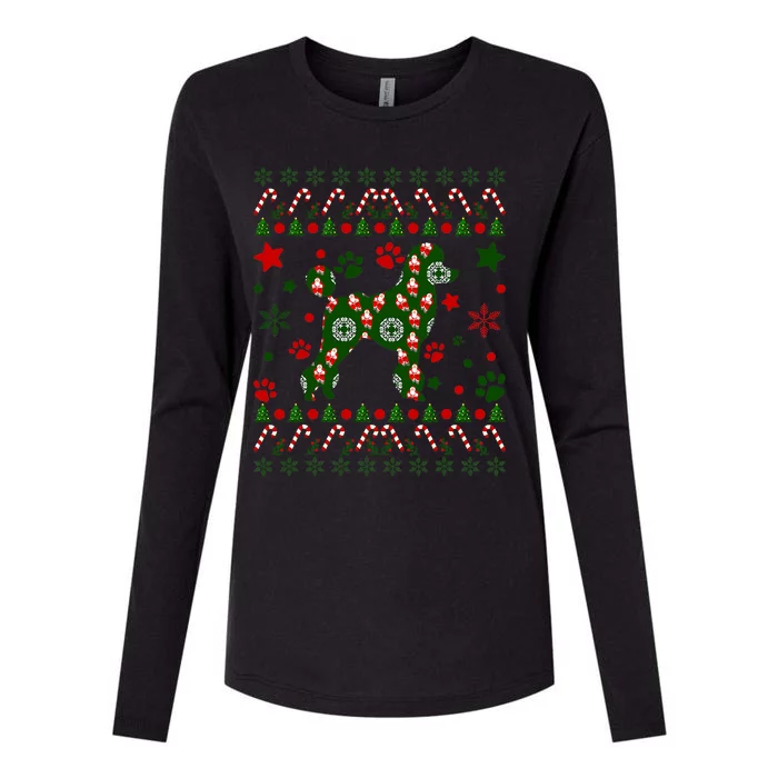 Poodle Christmas Dog Pattern Poodle Owner Womens Cotton Relaxed Long Sleeve T-Shirt