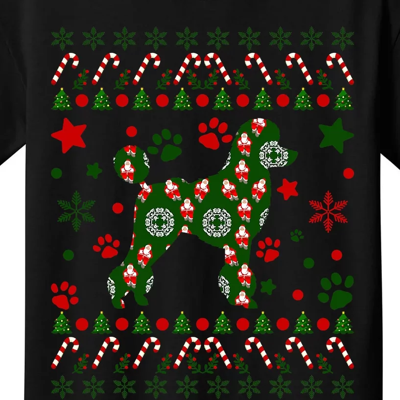 Poodle Christmas Dog Pattern Poodle Owner Kids T-Shirt