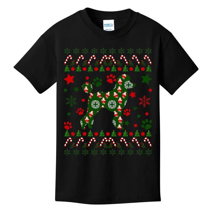 Poodle Christmas Dog Pattern Poodle Owner Kids T-Shirt