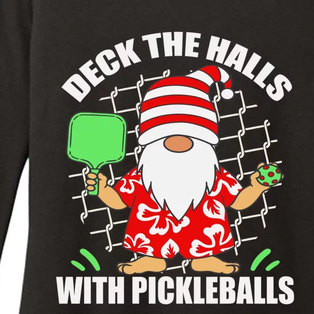 Pickleball Christmas Deck The Halls With Pickleballs Santa Gift Womens CVC Long Sleeve Shirt