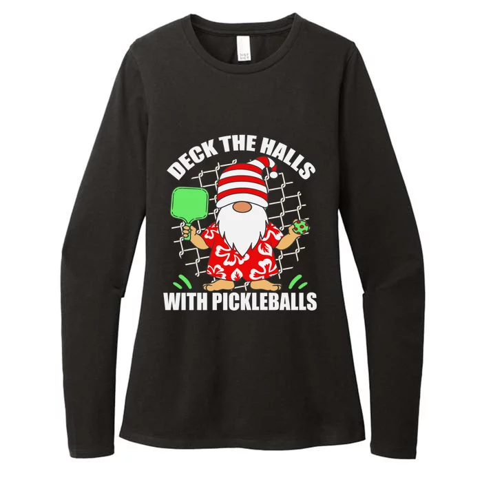 Pickleball Christmas Deck The Halls With Pickleballs Santa Gift Womens CVC Long Sleeve Shirt