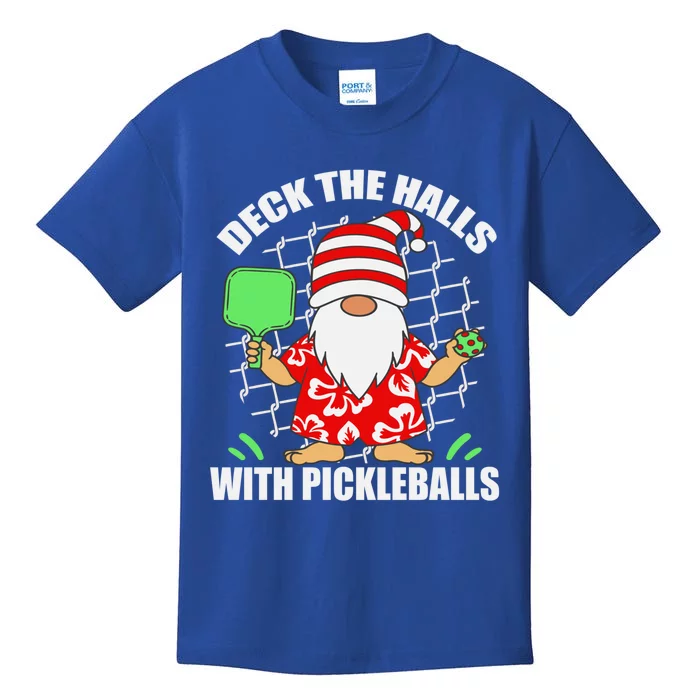 Pickleball Christmas Deck The Halls With Pickleballs Santa Gift Kids T-Shirt