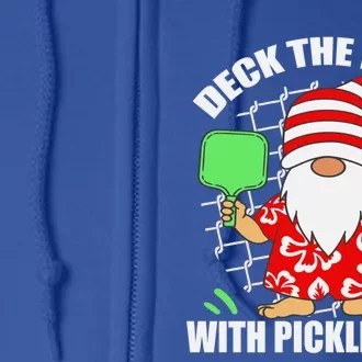 Pickleball Christmas Deck The Halls With Pickleballs Santa Gift Full Zip Hoodie