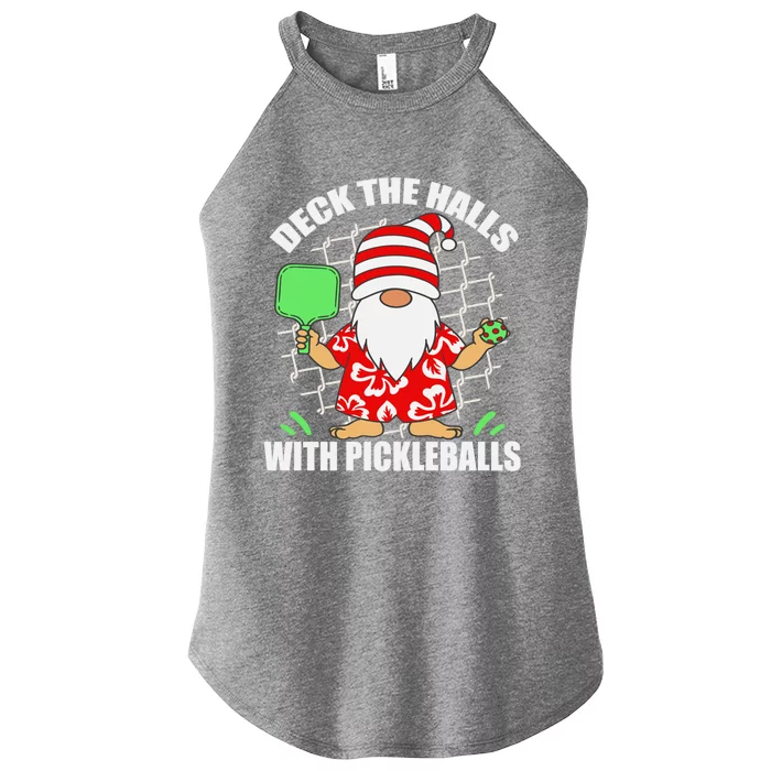 Pickleball Christmas Deck The Halls With Pickleballs Santa Gift Women’s Perfect Tri Rocker Tank