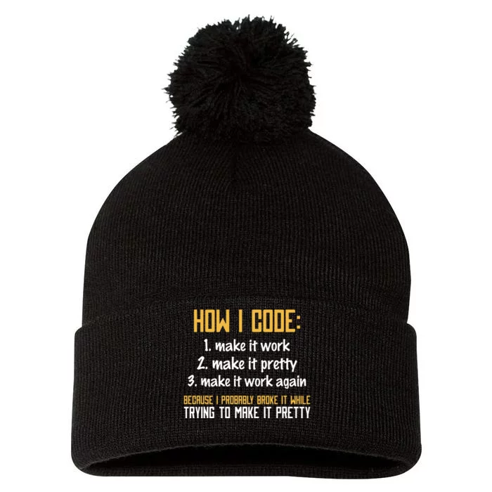 Programmer Coder Developer Programming Coding Pom Pom 12in Knit Beanie