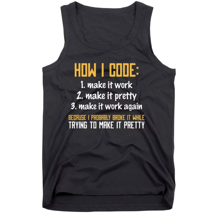 Programmer Coder Developer Programming Coding Tank Top