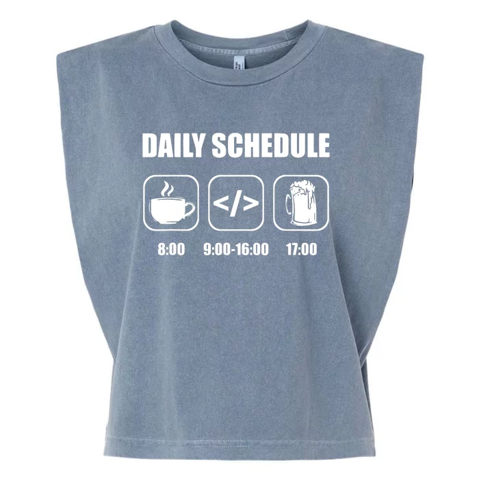 Programmer Coder Daily Schedule Programming Software Garment-Dyed Women's Muscle Tee