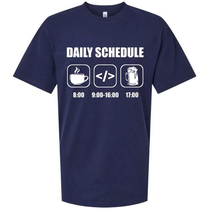 Programmer Coder Daily Schedule Programming Software Sueded Cloud Jersey T-Shirt