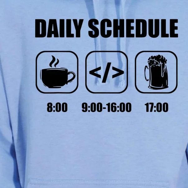 Programmer Coder Daily Schedule Programming Software Unisex Surf Hoodie