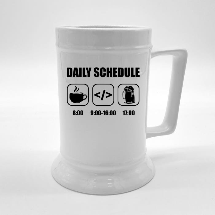 Programmer Coder Daily Schedule Programming Software Front & Back Beer Stein