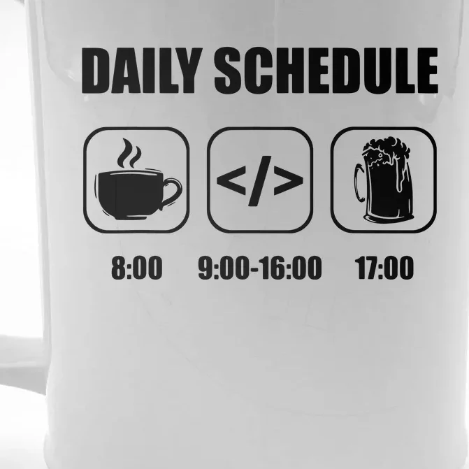 Programmer Coder Daily Schedule Programming Software Front & Back Beer Stein