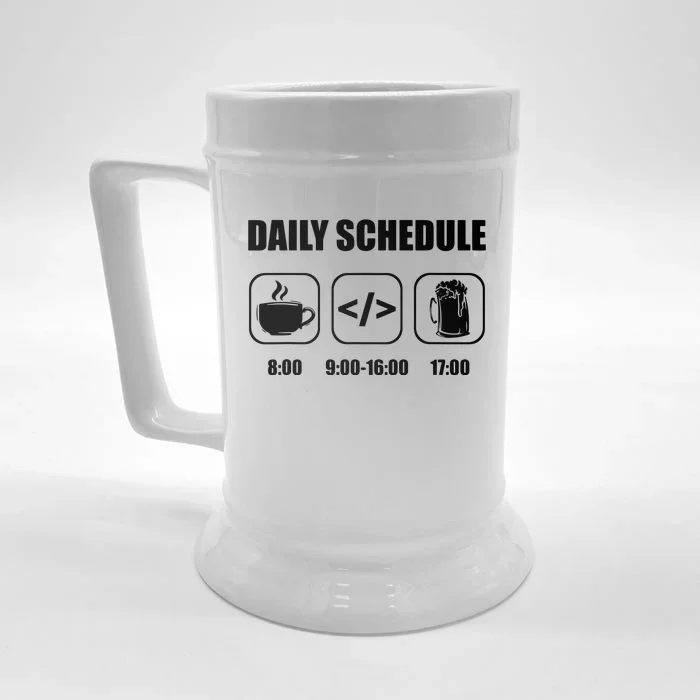 Programmer Coder Daily Schedule Programming Software Front & Back Beer Stein