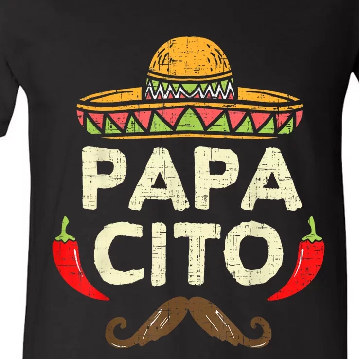 Papacito Cinco De Mayo Dad Fiesta Mexican Funny FatherS Day V-Neck T-Shirt