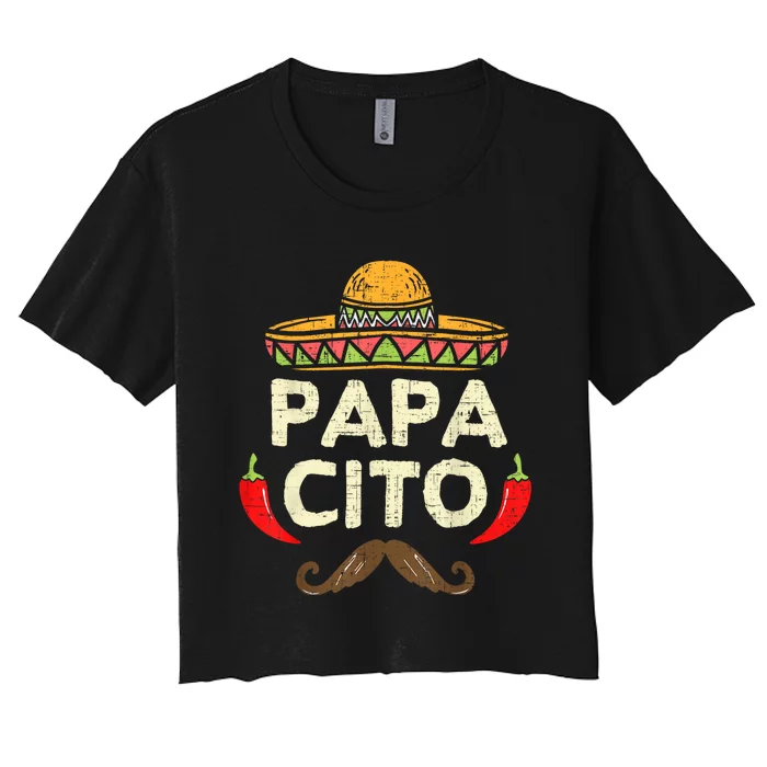 Papacito Cinco De Mayo Dad Fiesta Mexican Funny FatherS Day Women's Crop Top Tee