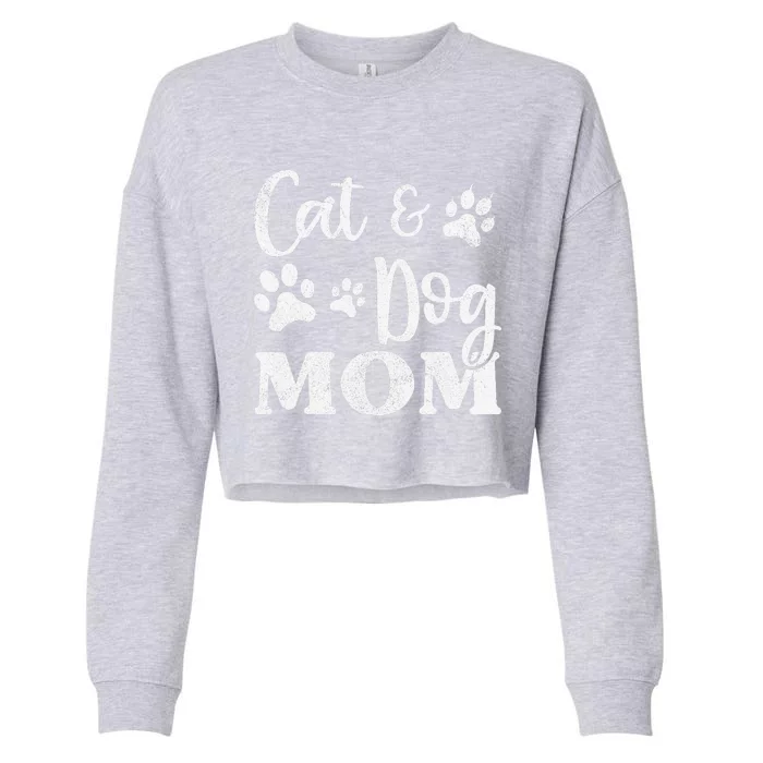 Pet Cat Dog Mom Mothers Day For Funny Cropped Pullover Crew