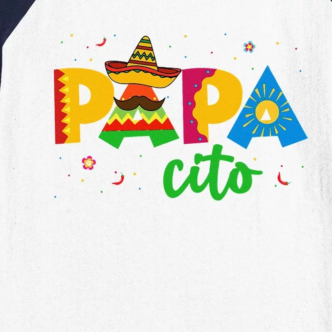 Papacito Cinco De Mayo Sombrero Papa Dad Fathers Day Baseball Sleeve Shirt