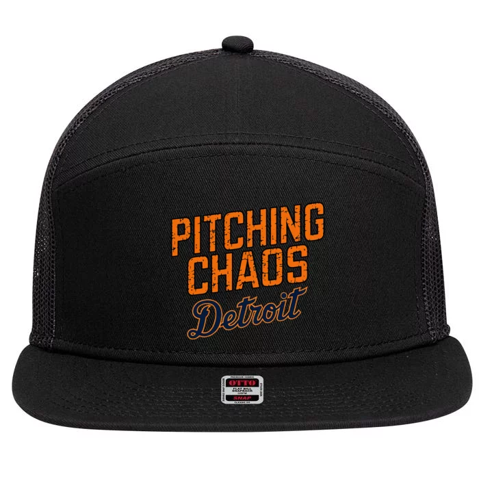 Pitching Chaos Detroit 7 Panel Mesh Trucker Snapback Hat