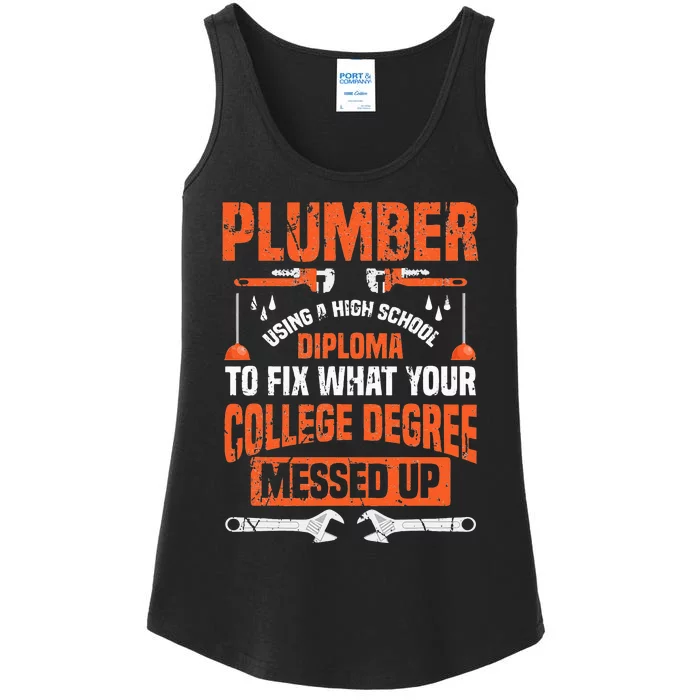 Plumber College Degree Funny Plumbing Ladies Essential Tank