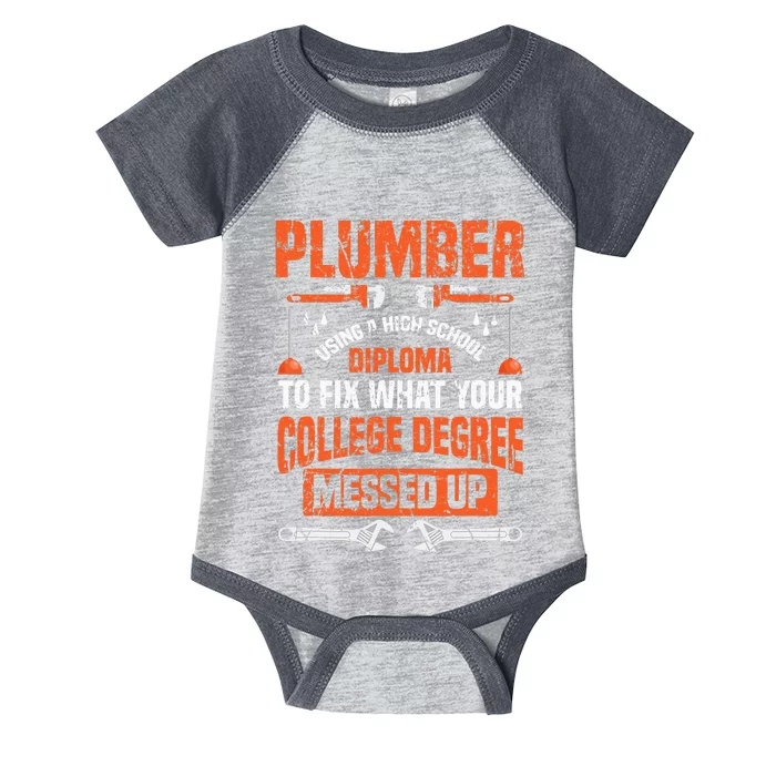 Plumber College Degree Funny Plumbing Infant Baby Jersey Bodysuit