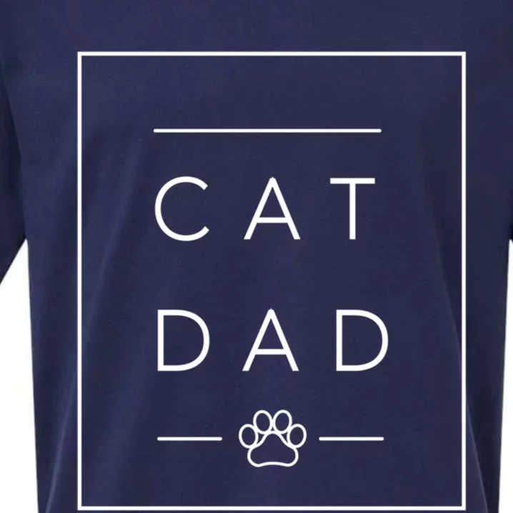 Proud Cat Dad Gift Cool Cat Dad Paw Print Funny Gift Sueded Cloud Jersey T-Shirt