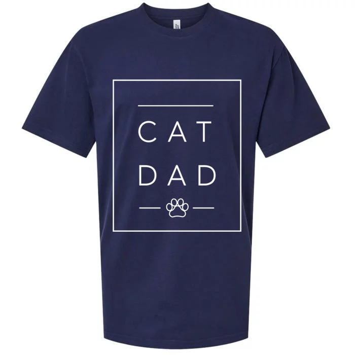 Proud Cat Dad Gift Cool Cat Dad Paw Print Funny Gift Sueded Cloud Jersey T-Shirt