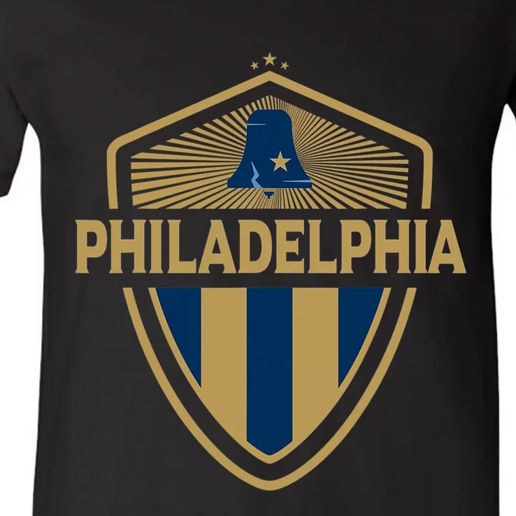 Philadelphia City Er Badge Pennsylvania Icon V-Neck T-Shirt