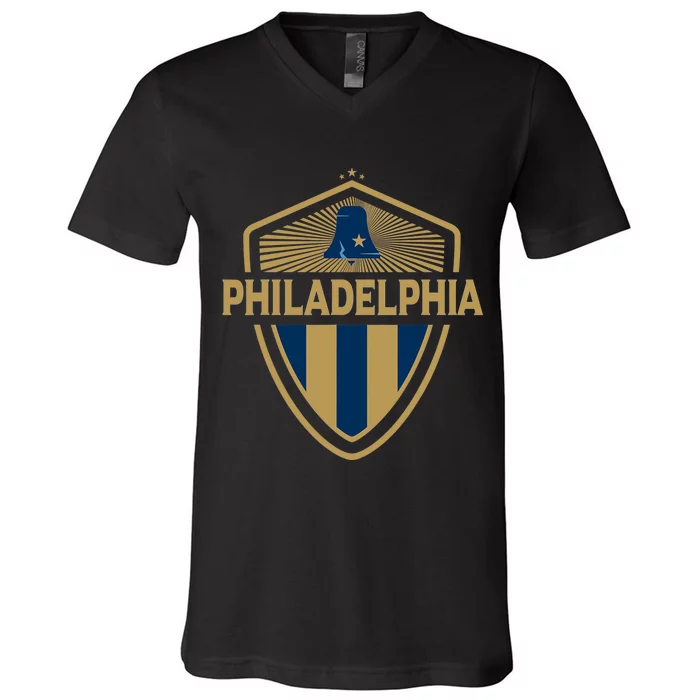 Philadelphia City Er Badge Pennsylvania Icon V-Neck T-Shirt