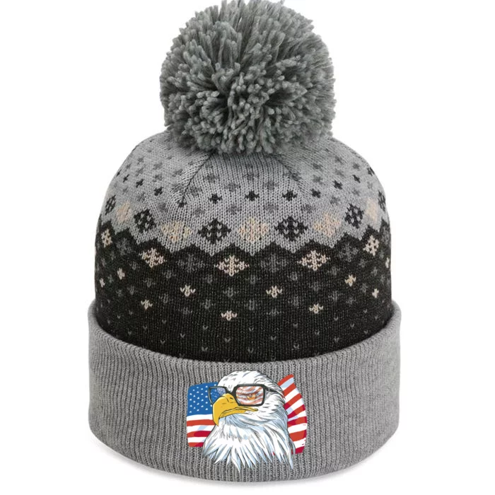 Patriot Cool Eagle USA Flag The Baniff Cuffed Pom Beanie