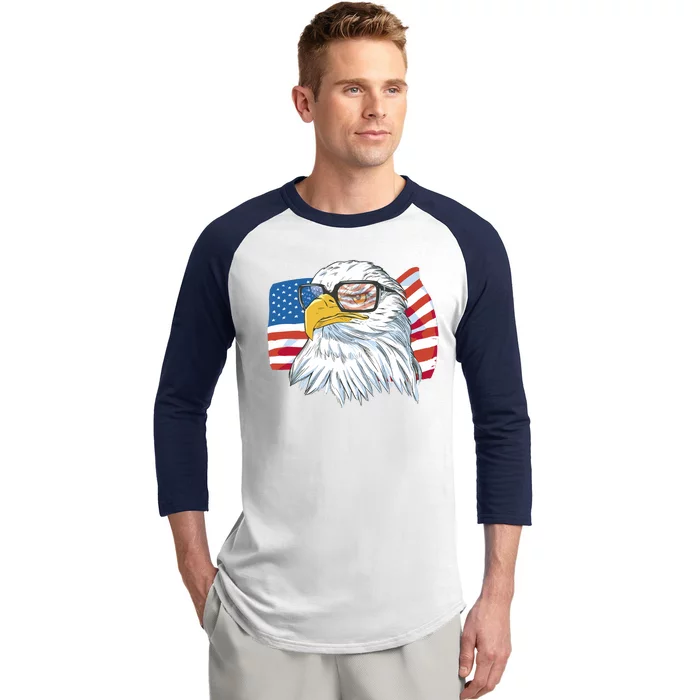 Patriot Cool Eagle USA Flag Baseball Sleeve Shirt