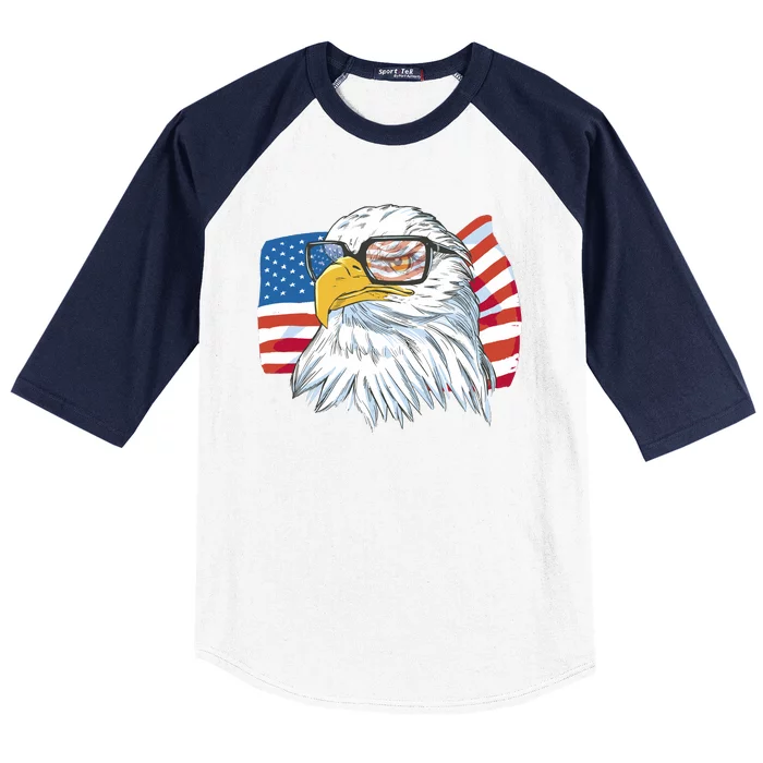 Patriot Cool Eagle USA Flag Baseball Sleeve Shirt