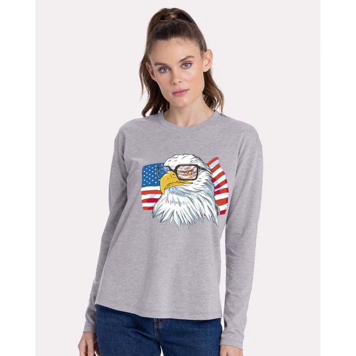 Patriot Cool Eagle USA Flag Womens Cotton Relaxed Long Sleeve T-Shirt