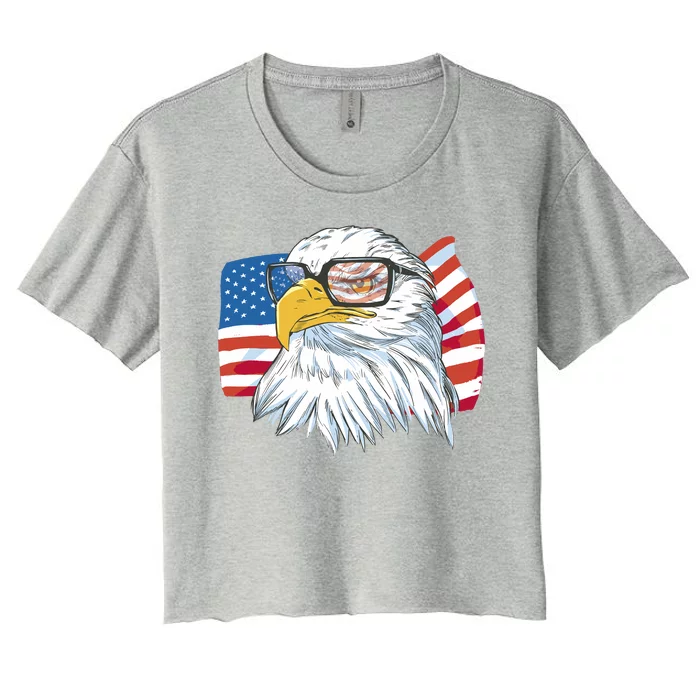 Patriot Cool Eagle USA Flag Women's Crop Top Tee