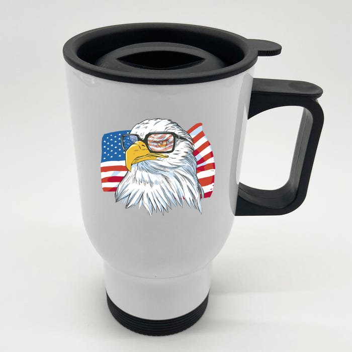 Patriot Cool Eagle USA Flag Front & Back Stainless Steel Travel Mug