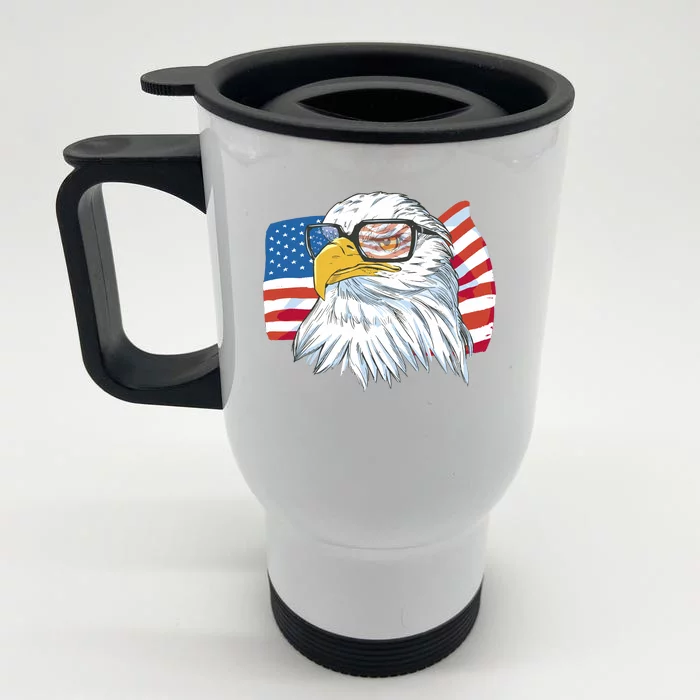 Patriot Cool Eagle USA Flag Front & Back Stainless Steel Travel Mug