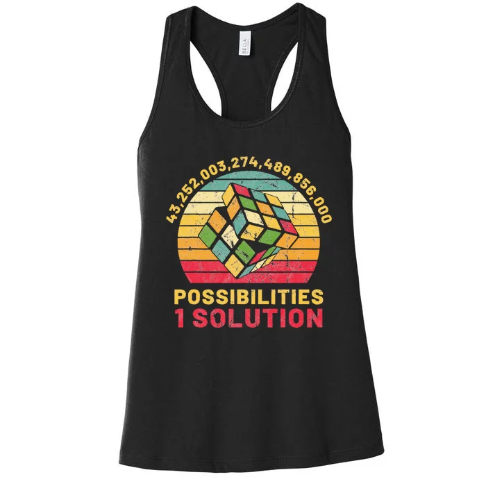 Puzzle Cube Funny One Solution Speed Cubing Women's Racerback Tank