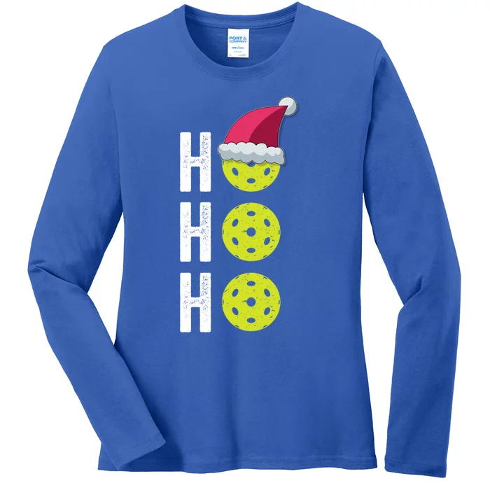 Pickleball Christmas Funny Santa Hat Holiday Ho Ho Ho Gift Ladies Long Sleeve Shirt