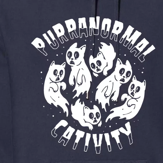 Purranormal Cativity Funny Ghost Cats Halloween Gift Premium Hoodie