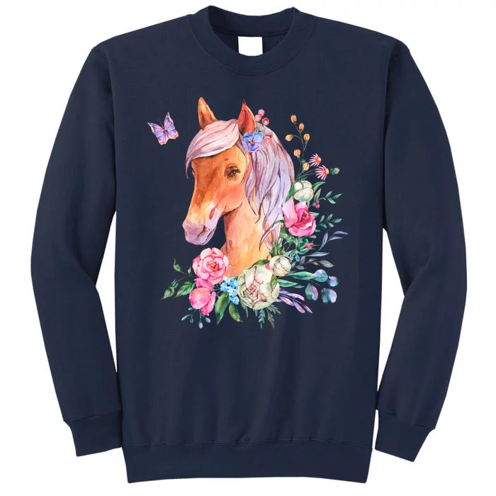 Pretty Colorful Flower Nature Horse Tall Sweatshirt