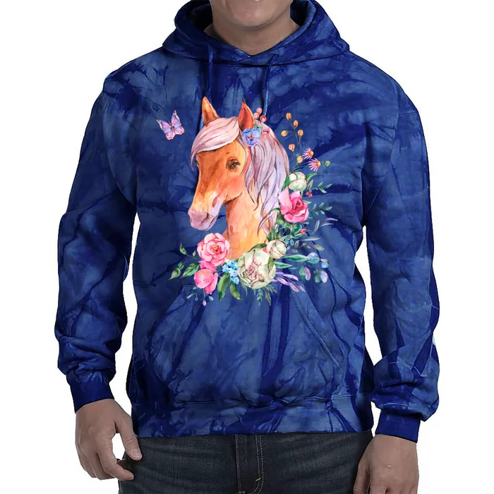 Pretty Colorful Flower Nature Horse Tie Dye Hoodie