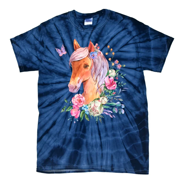 Pretty Colorful Flower Nature Horse Tie-Dye T-Shirt